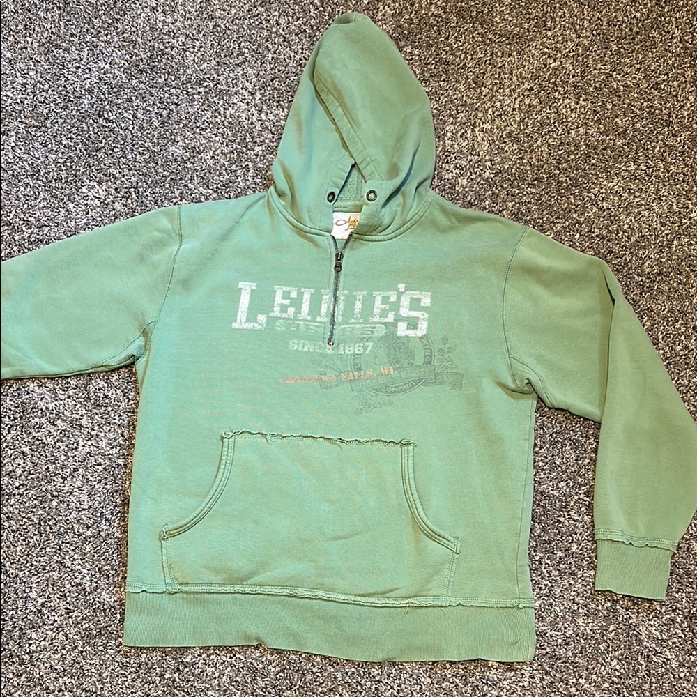 Vintage Leinenkugel Green Zip Up Sweater Casual Style